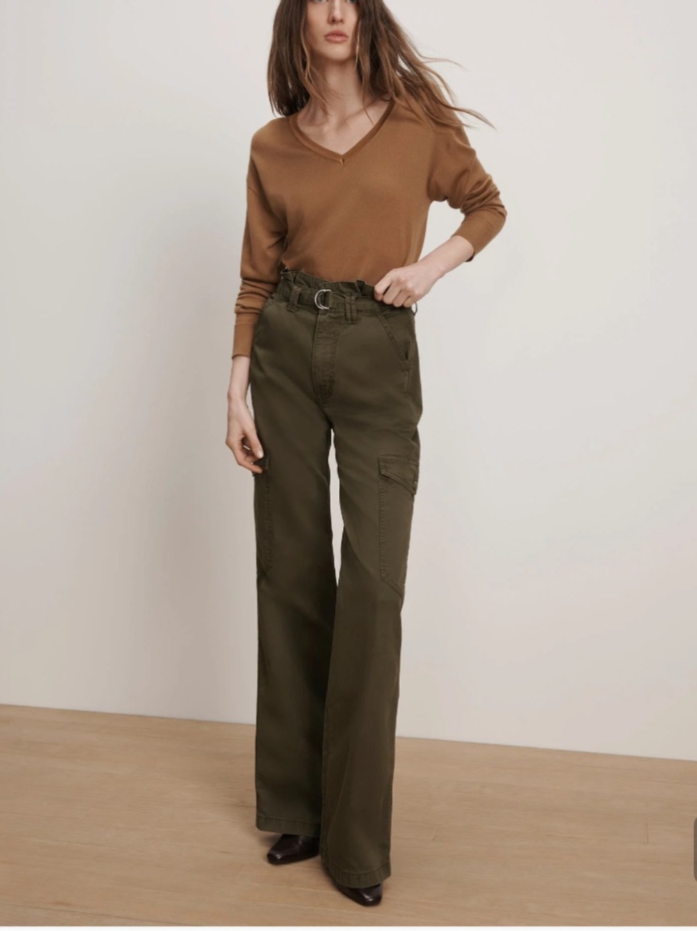 Veronica Beard Damara Cotton Wide-Leg Cargo Pants Sz 29 Cypress Green NWT - Picture 1 of 14